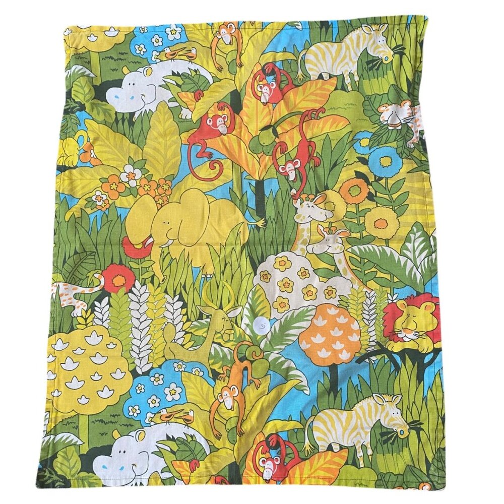 Vintage‎ Kids Jungle Print Pillowcase Sham Elephants Lions Zebras Cotton Cartoon